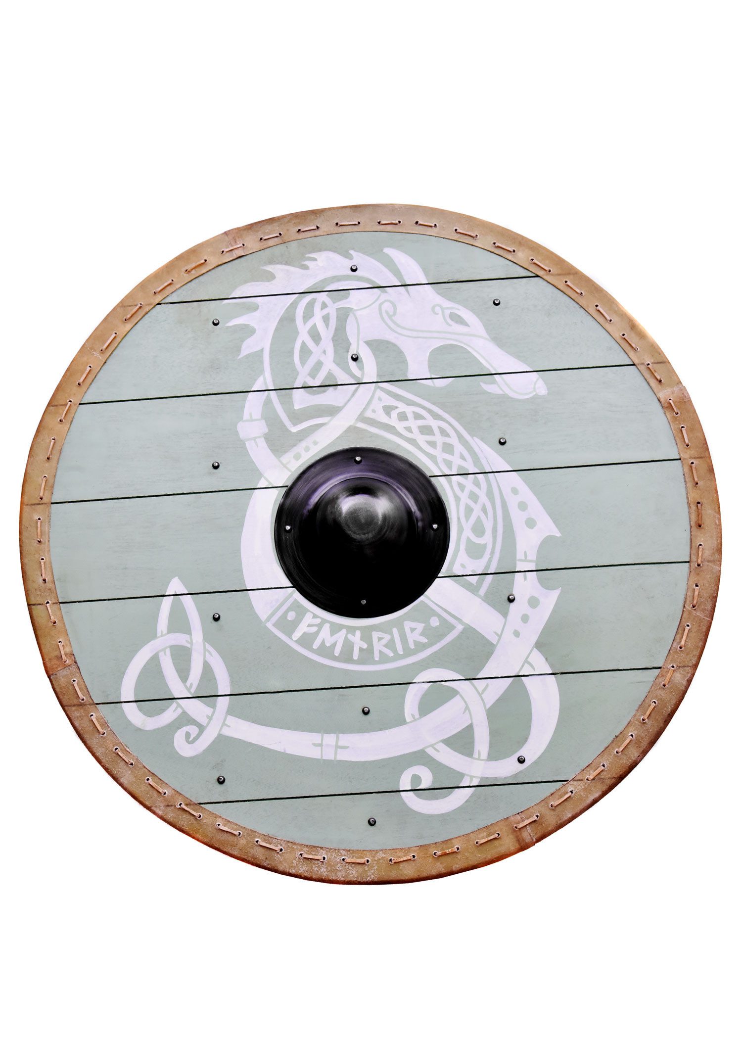 Battle Merchant Wikinger-Kostüm Wikingerschild mit Rohaut-Umrandung, 80 cm „Fenrir“