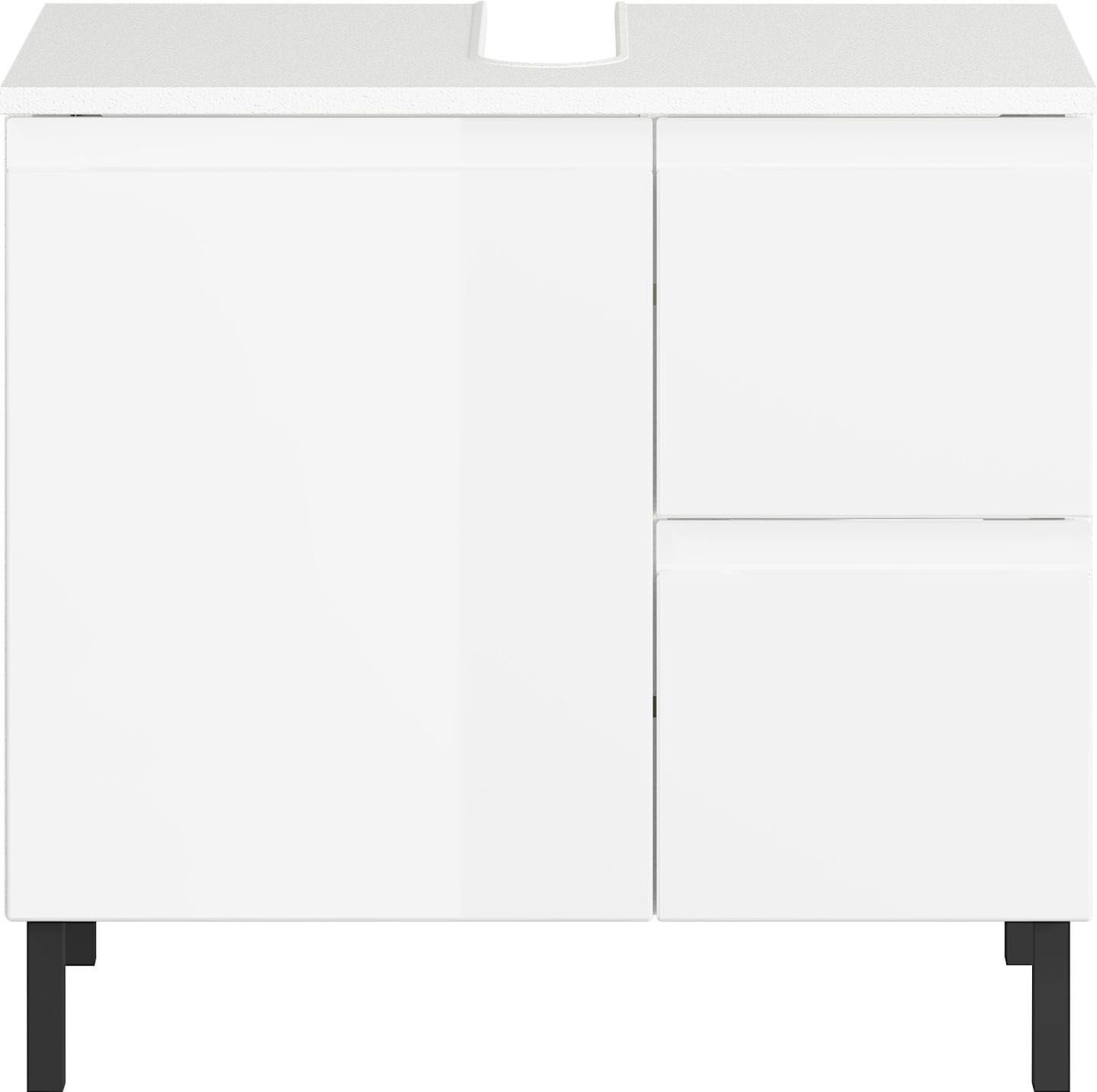 GERMANIA Waschbeckenunterschrank Scantic Breite verstellbarer cm, Weiß Einlegeboden Badezimmerschrank, 60 Weiß 