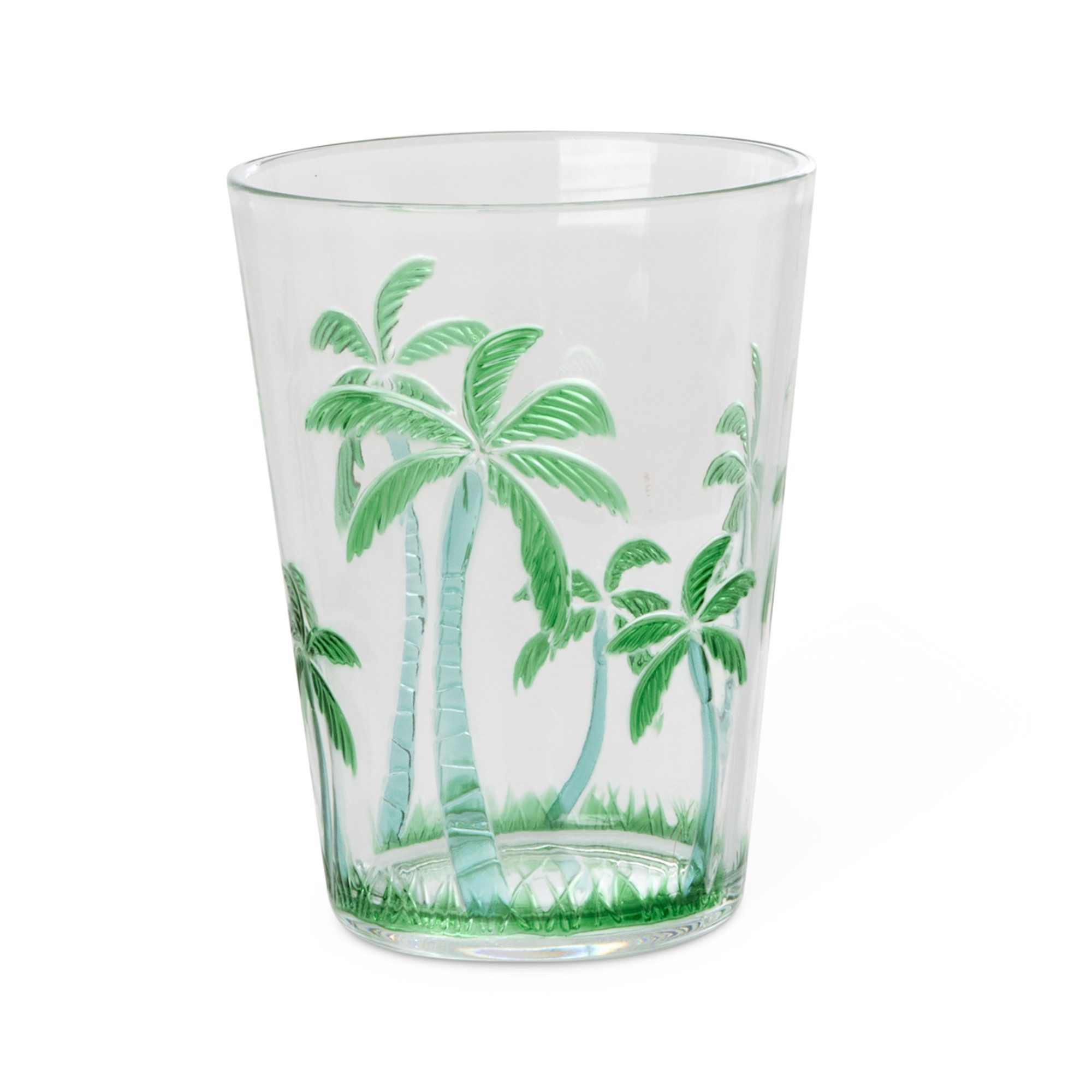 rice Tumbler-Glas Rice Becher Trinkglas Acryl Palme Palm Tree Design Weiß