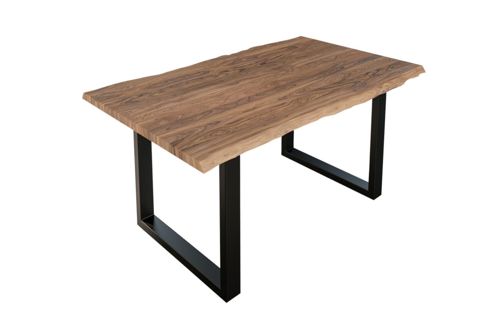 SAM® Baumkantentisch Rock, massives Akazienholz, Baumkante, Metallgestell U-Form schwarz