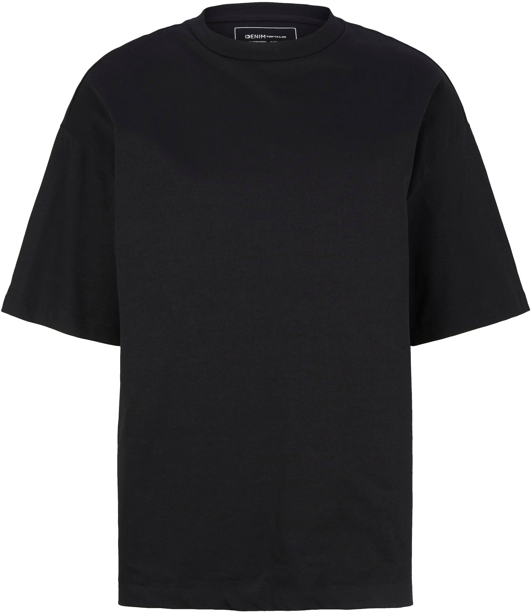 Rundhalsausschnitt Denim TAILOR schwarz Oversize-Shirt mit TOM