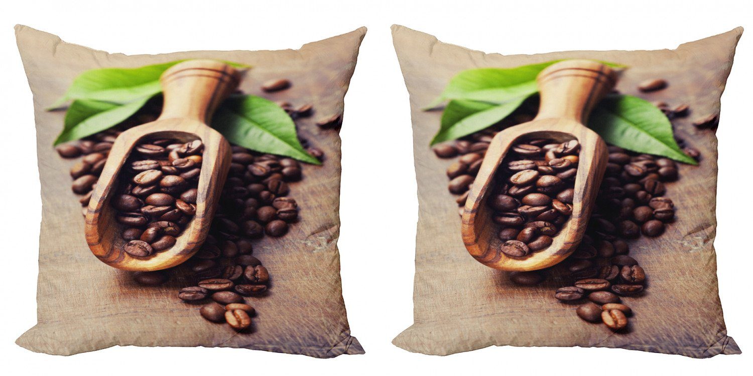 (2 Kissenbezüge Doppelseitiger Stück), Accent Modern Tabelle Kaffeepflanze Digitaldruck, auf Kaffee Abakuhaus