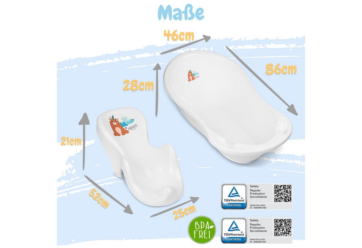 Thumbnail - Babykajo Babybadewanne, (Teile, 7-tlg), Baby Badewanne mit Gestell + Badesitz + Töpfchen + Hocker + WC Trainer