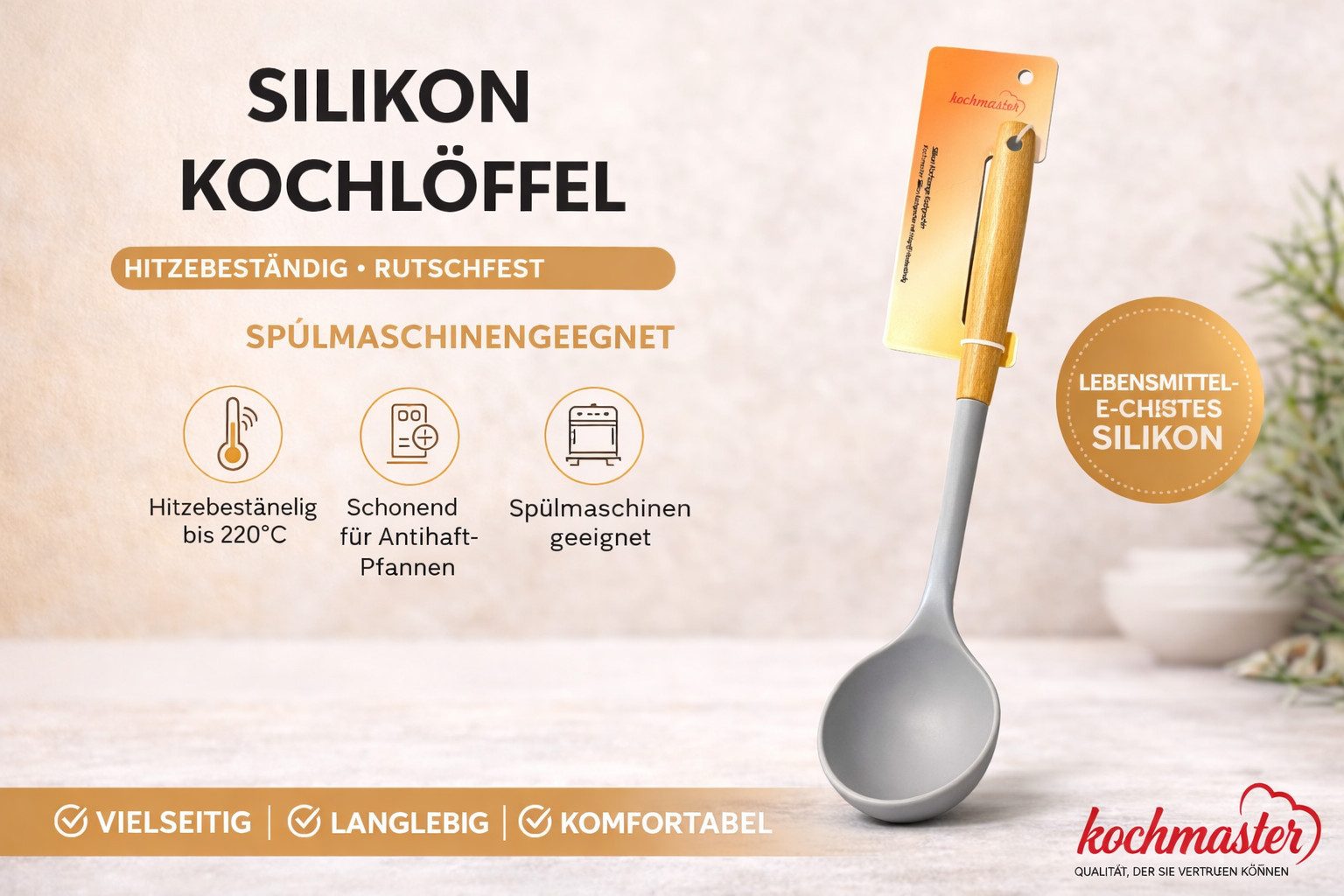 kochmaster Kochlöffel kochmaster Silikon Kochlöffel – Hitzebeständig