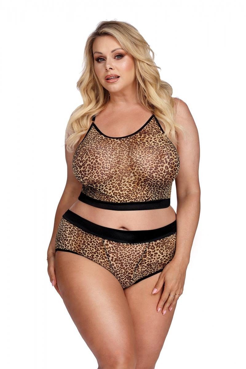 Anais Apparel Size Plus Set: Bügelloser BH 2tlg. Set in leopard/schwarz - 5XL/6XL