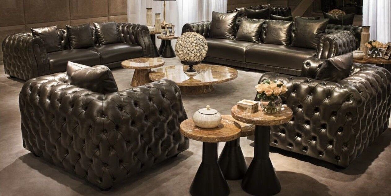 JVmoebel Chesterfield-Sofa, Designer Chesterfield Sofagarnitur Sofa Couch Polser Set Garnitur