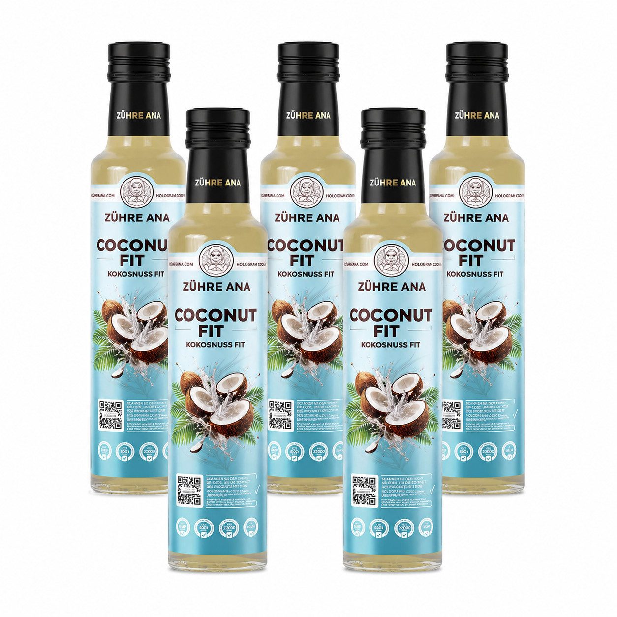 Zühre Ana® Sirup Coconut Fit Sirup – Kokos Chia Erfrischungsgetränk, 250 ml, Ein leichter und erfrischender Geschmack für den Alltag