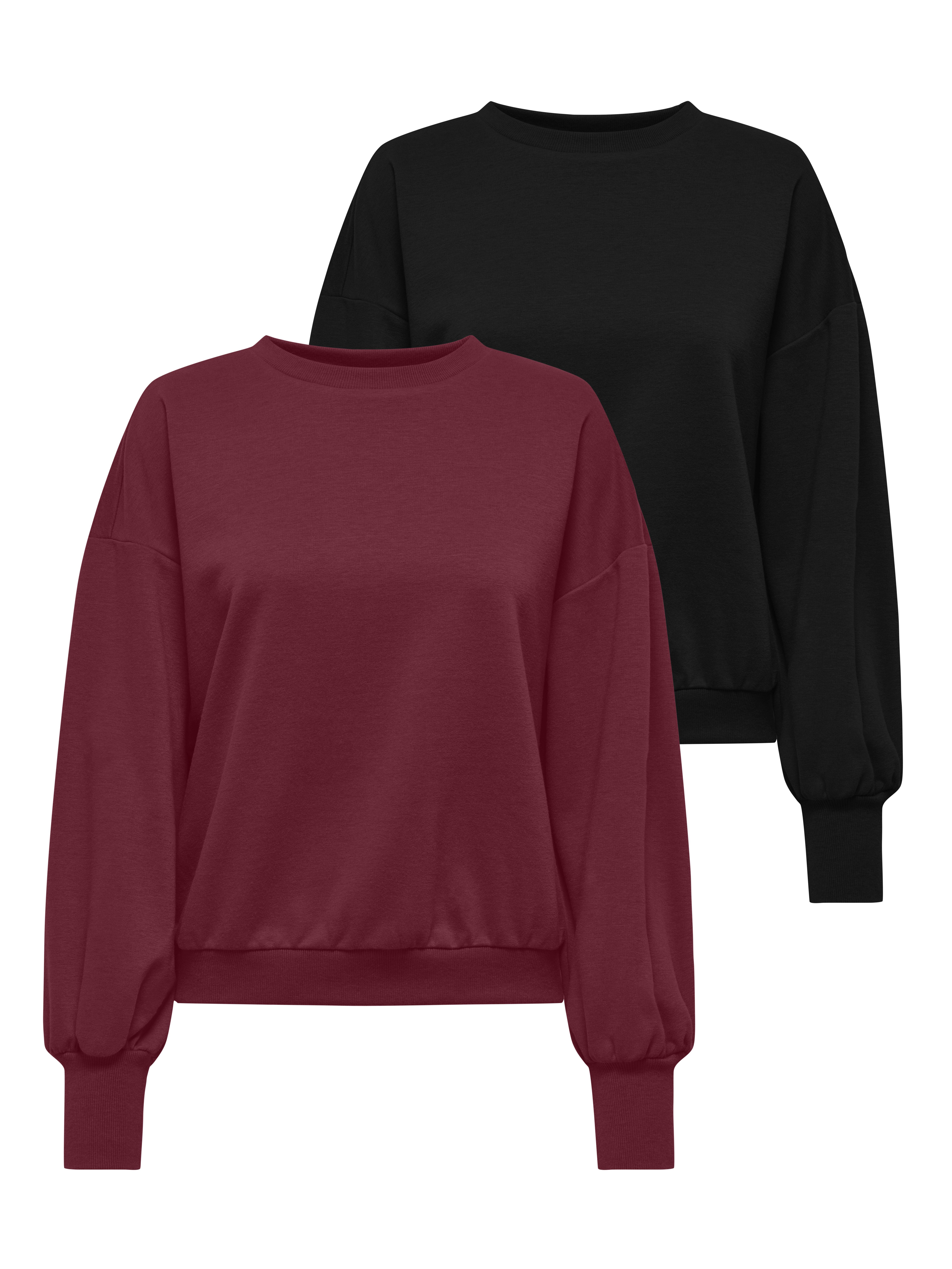 ONLY Sweatshirt ONLBROOKE L/S O-NECK SOLID 2 PACK SWT (Packung, 2-tlg) Baumwollmischung, regular fit