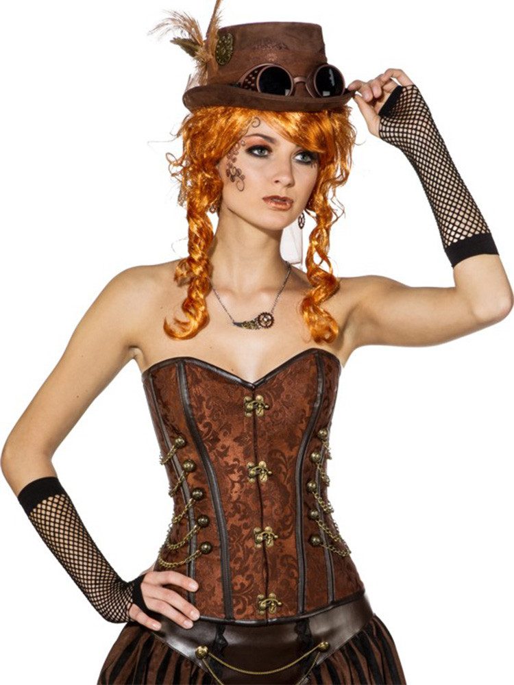 Orlob Kostüm Korsage braun mit Verschlüssen Steampunk Pirat
