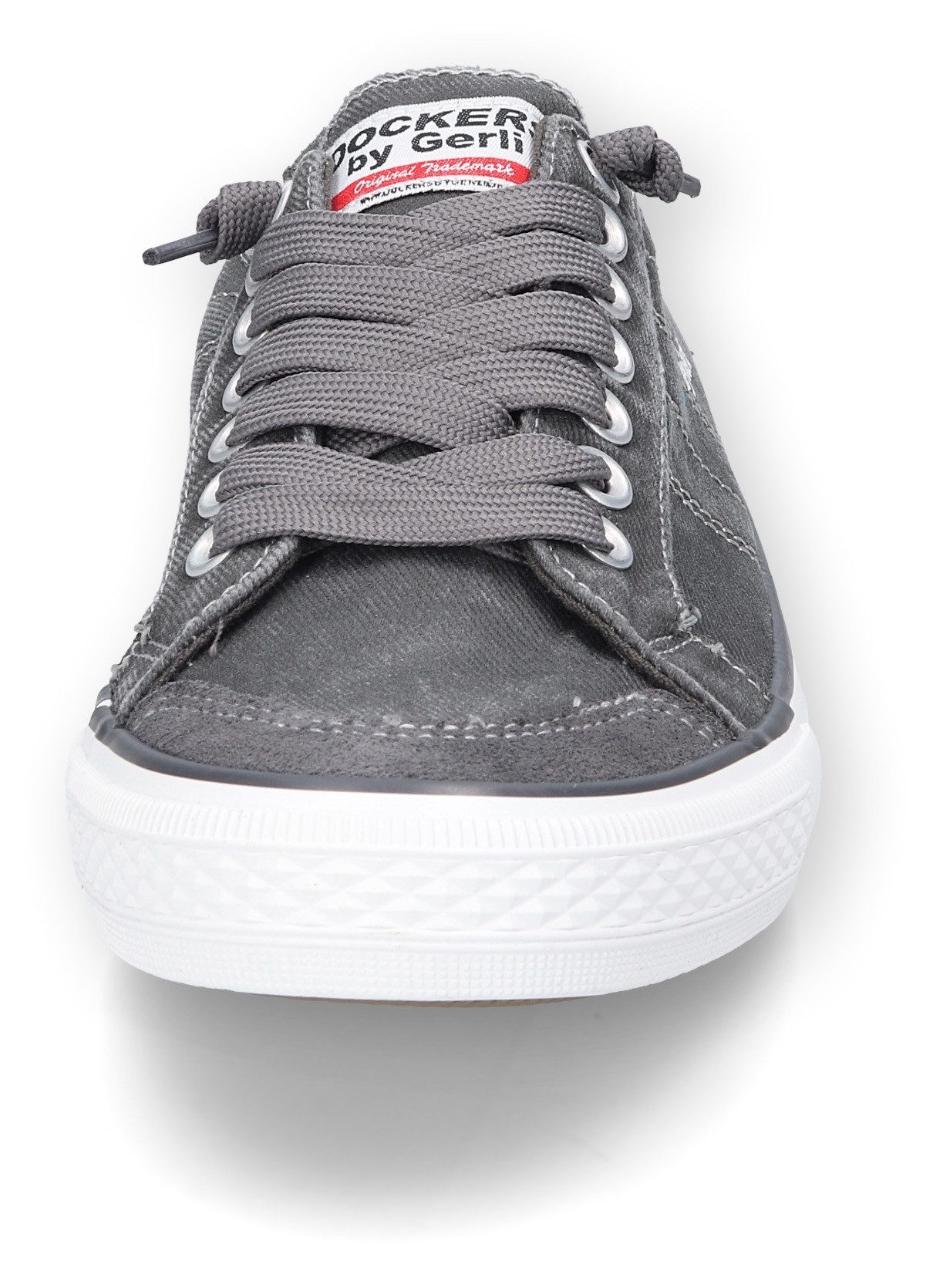 Dockers by Gerli Slip-On Sneaker, Freizeitschuh, Retro Sneaker, Fake Schnürung, in cooler Jeansoptik