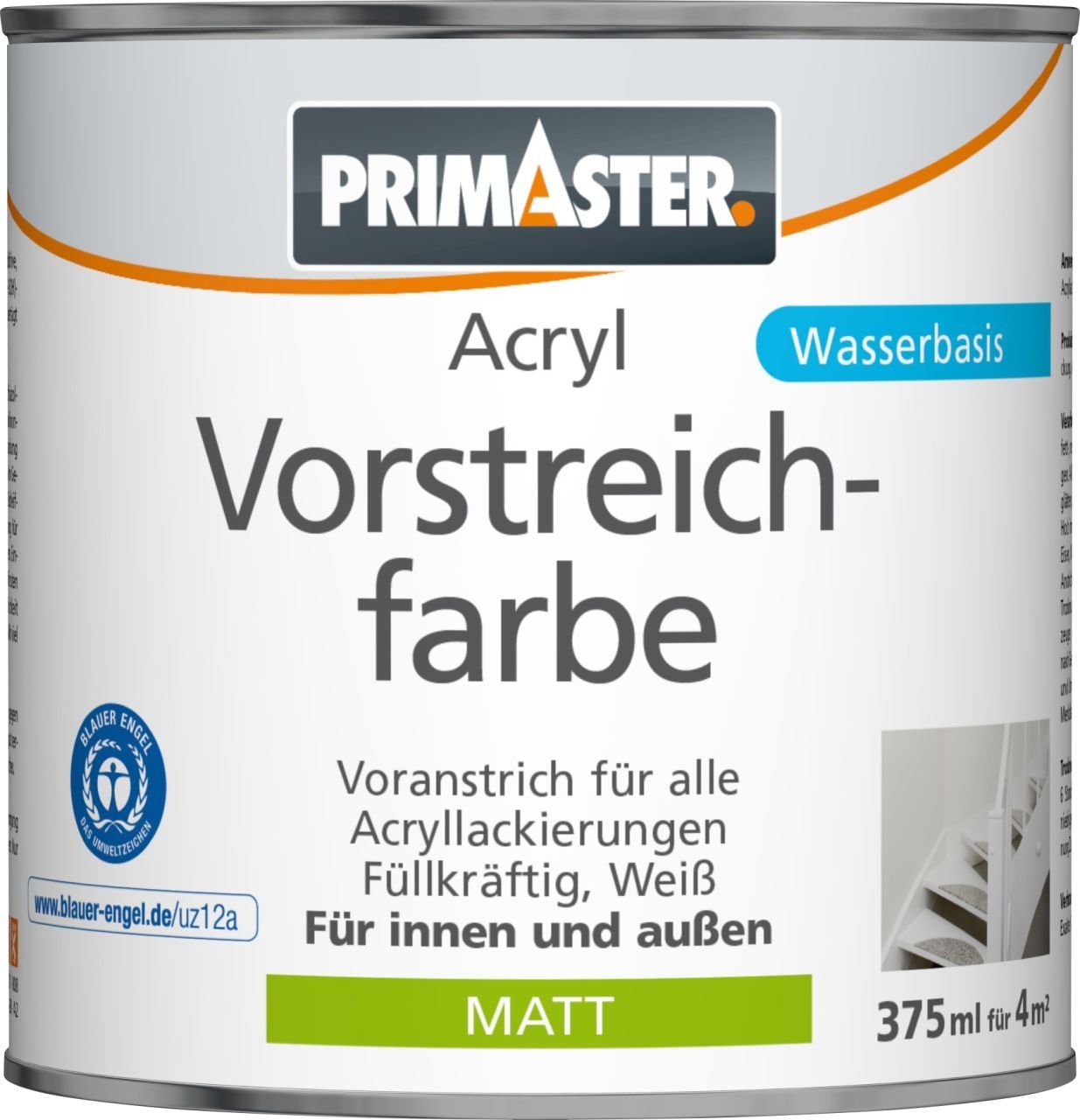 Vorstreichfarbe ml Primaster Primaster Acryl matt 375 weiß Grundierfarbe