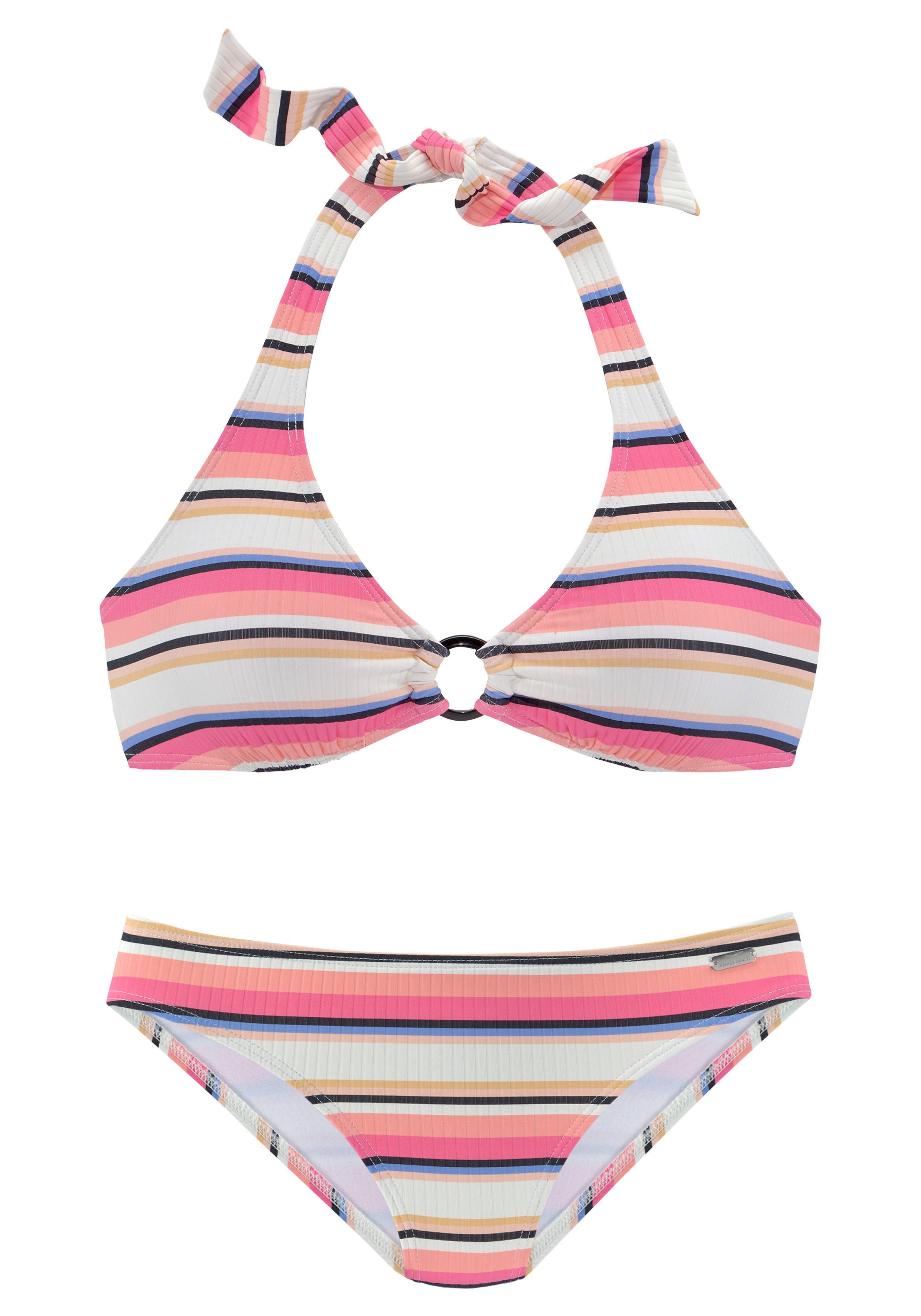 mit Venice Zierring Beach strukturierter Ware und Triangel-Bikini