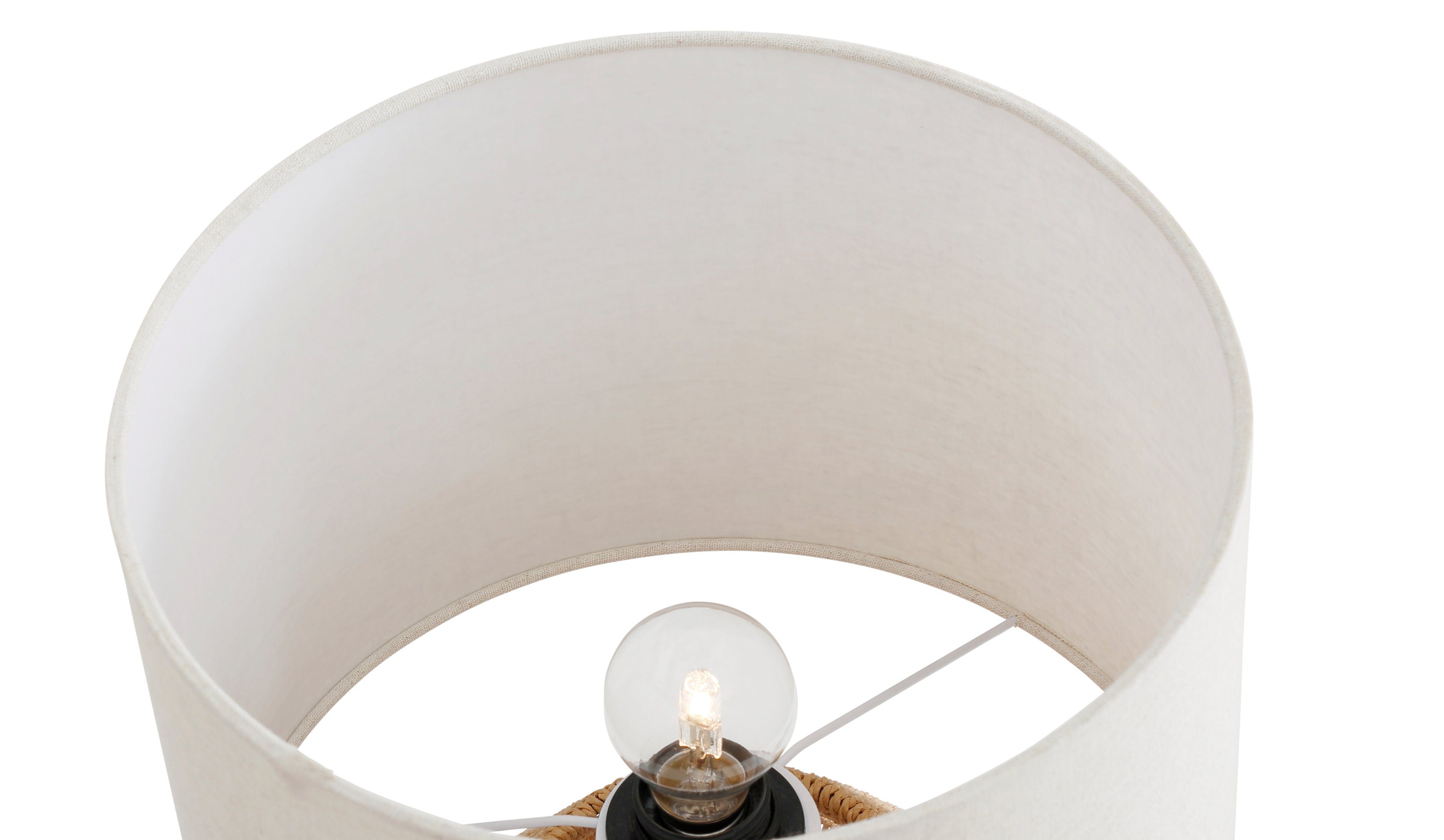 Leuchtmittel, by / LeGer Tischlampe braun/naturweiß/beige/beige mit Stoff Tischleuchte Leinenschirm Zuri, Lena Gercke ohne Sisalschnur, - Home beige