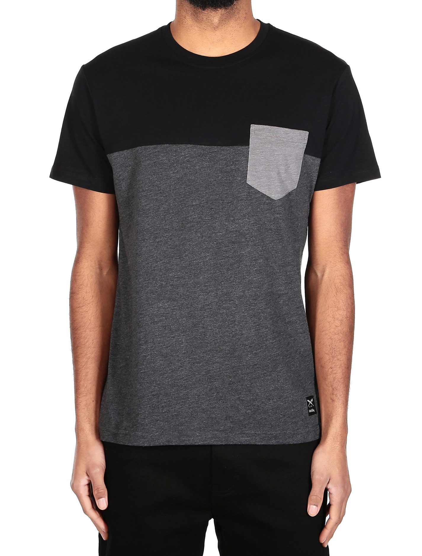 iriedaily T-Shirt - Basic T-Shirt - Graues Kurzarm Shirt - Block Pocket Tee