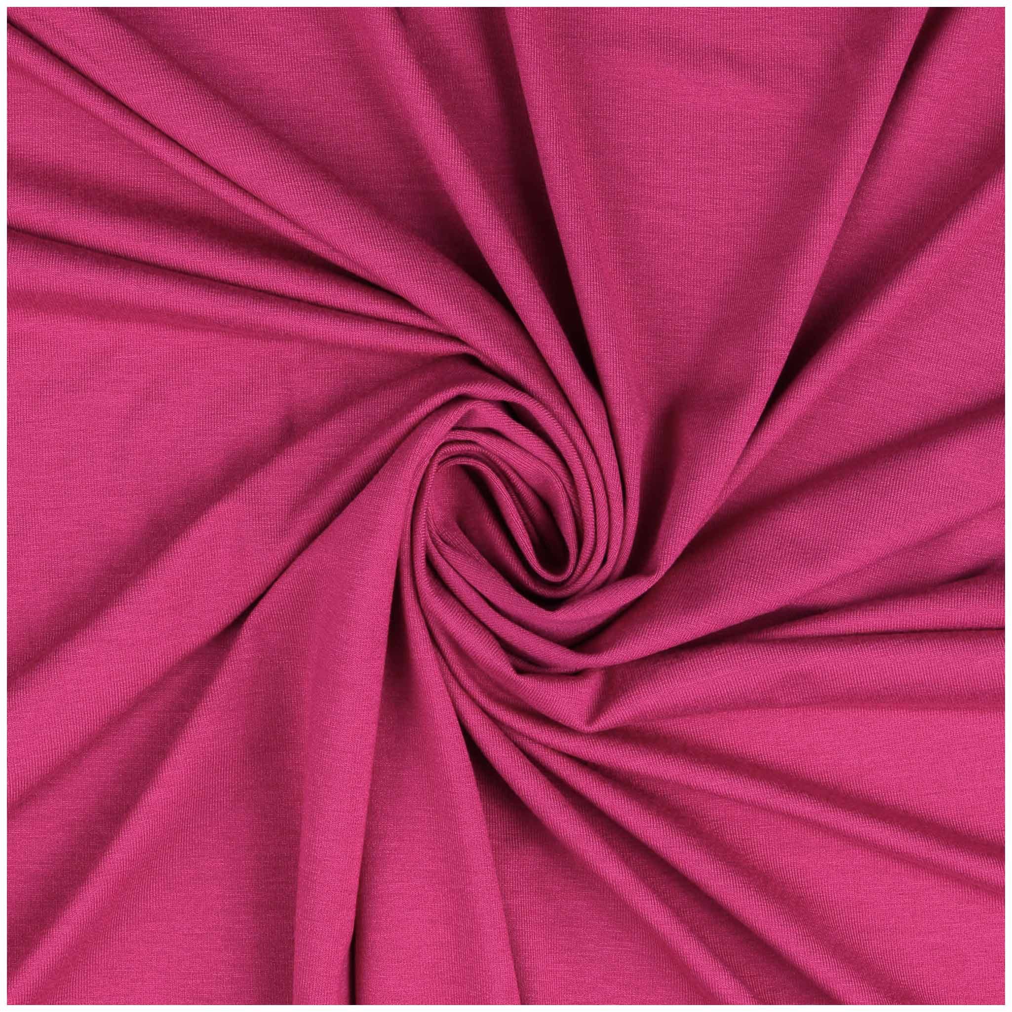 maDDma Stoff Jersey Stoff Bambus Viskose Meterware elastischer Stretch zum Nähen, magenta