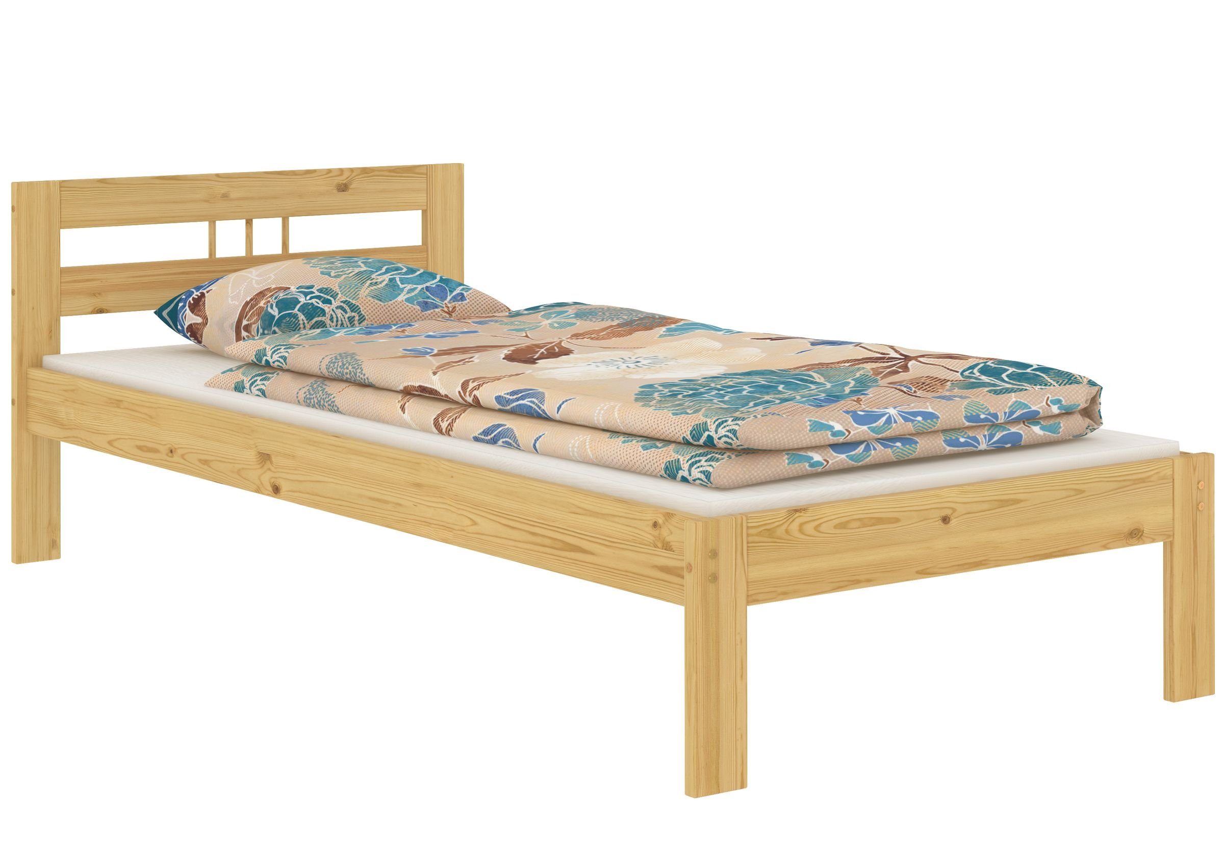 ERST-HOLZ Bett lackiert Zubehör, Natur Kieferfarblos 90x200 Futonbett Massivholz Einzelbett ohne Kiefer