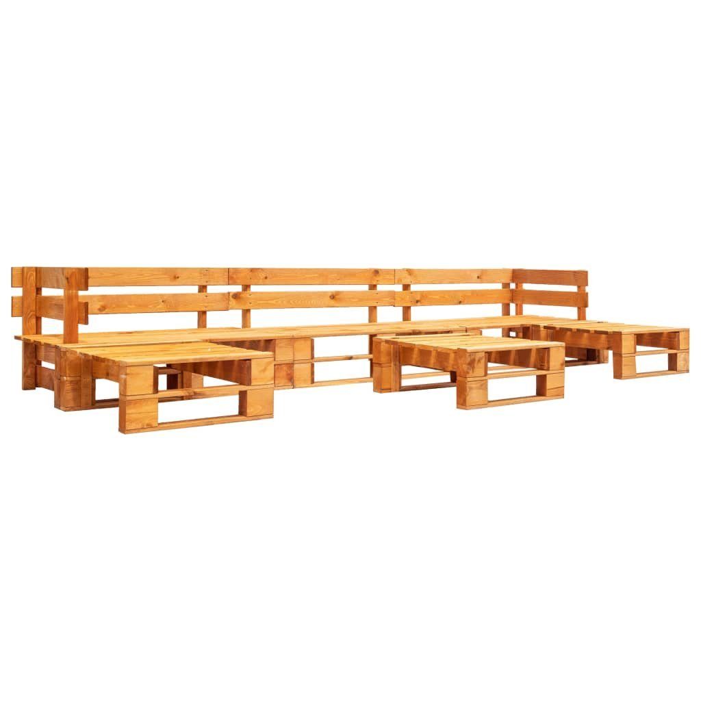 vidaXL Gartenlounge-Set 6-tlg. Garten-Lounge-Set aus Paletten Holz Honigbraun, (1-tlg)