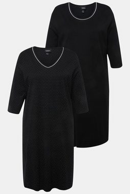 Ulla Popken Bigshirt Bigshirts 2er-Pack Rundhals/ V-Ausschnitt 3/4-Arm