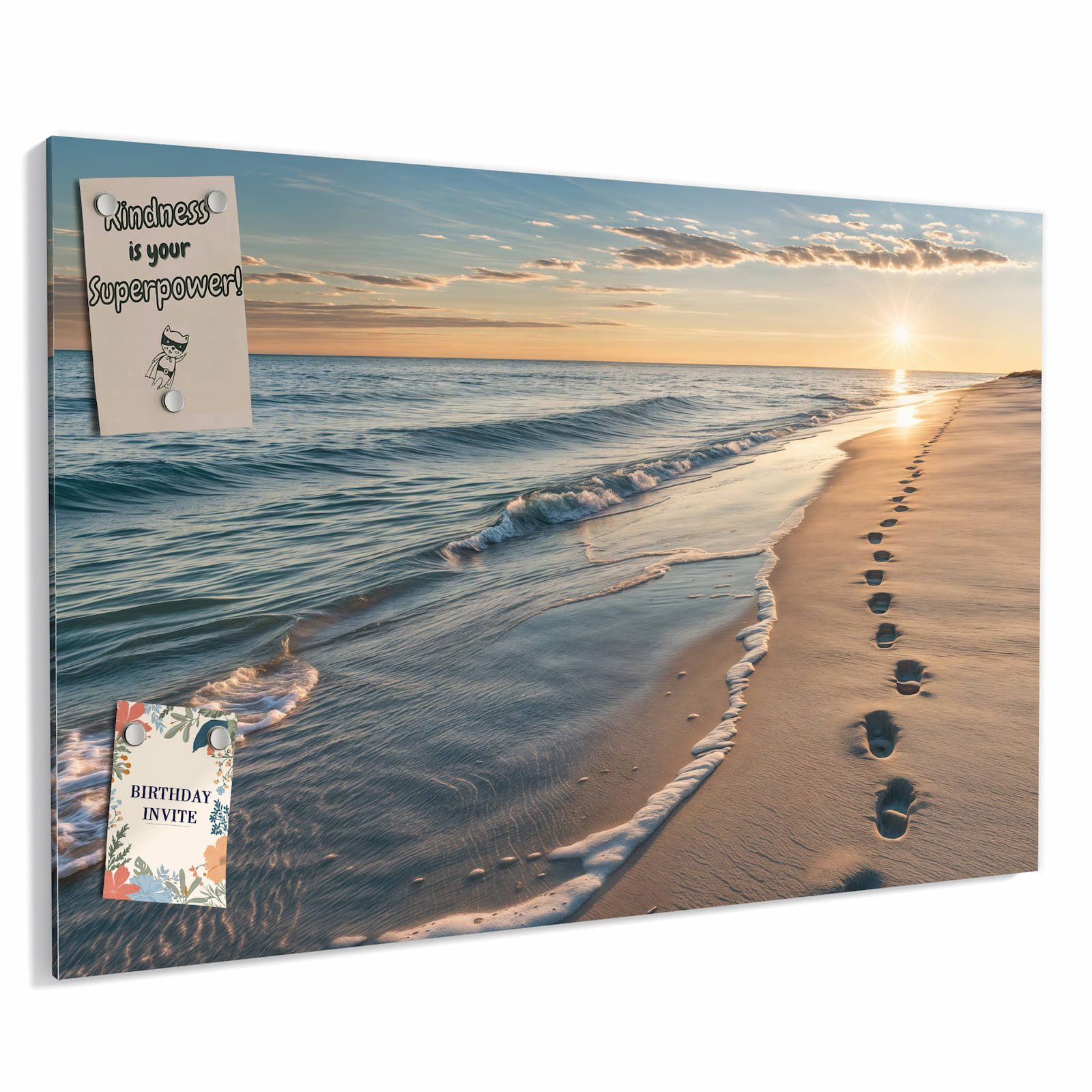 Primedeco Memoboard Metall Strandspuren – beschreibbar & magnetisch, (Inklusive Stift, Magnete und Montagematerial, 1-tlg., 9 verschiedene Größen), Magnetisch und Beschreibbar