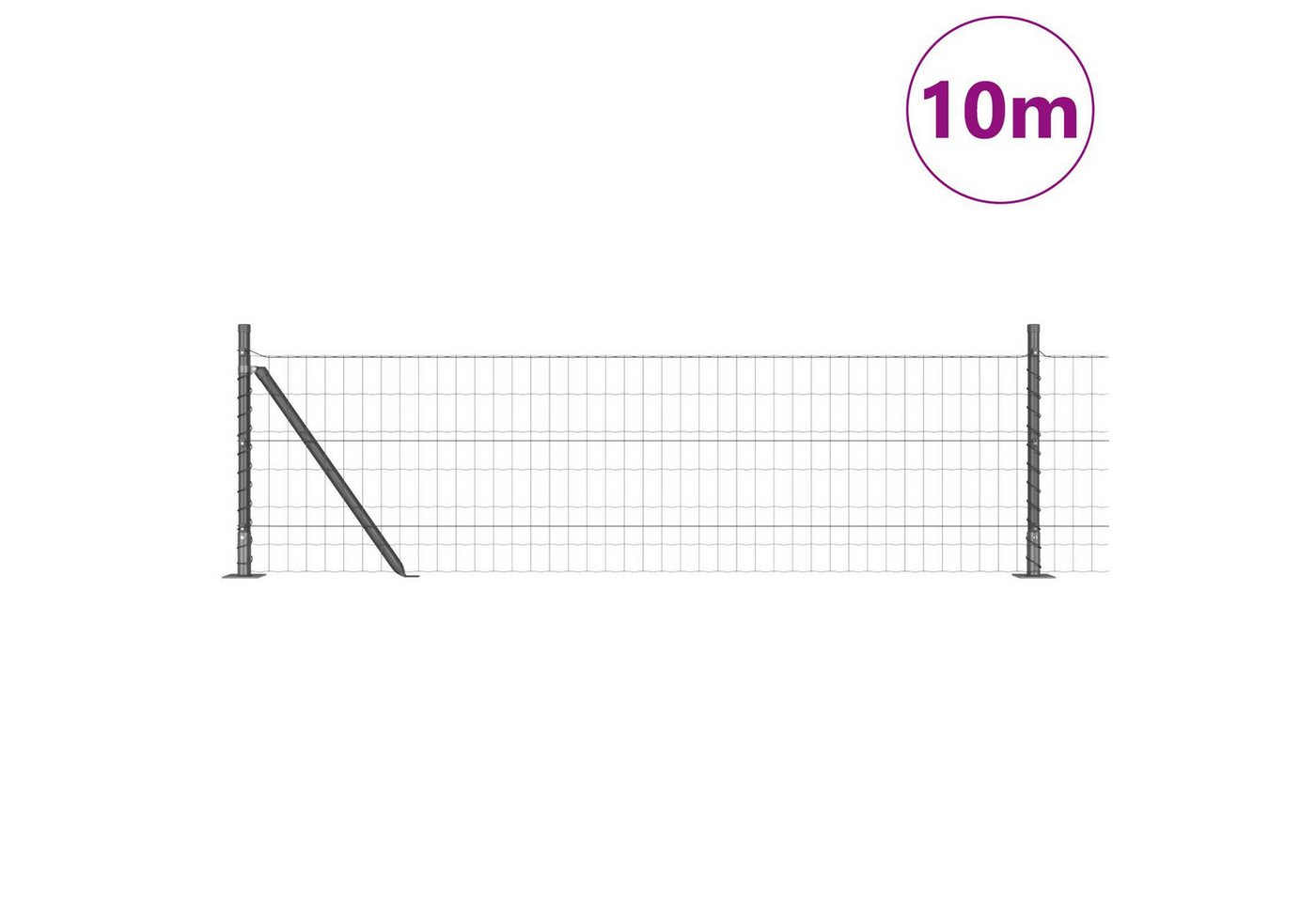 Thumbnail - vidaXL Gartenzaun Euro Zaun mit 7 Flanschpfosten 0.4x10 m aus verzinktem Stahl, (2-St)
