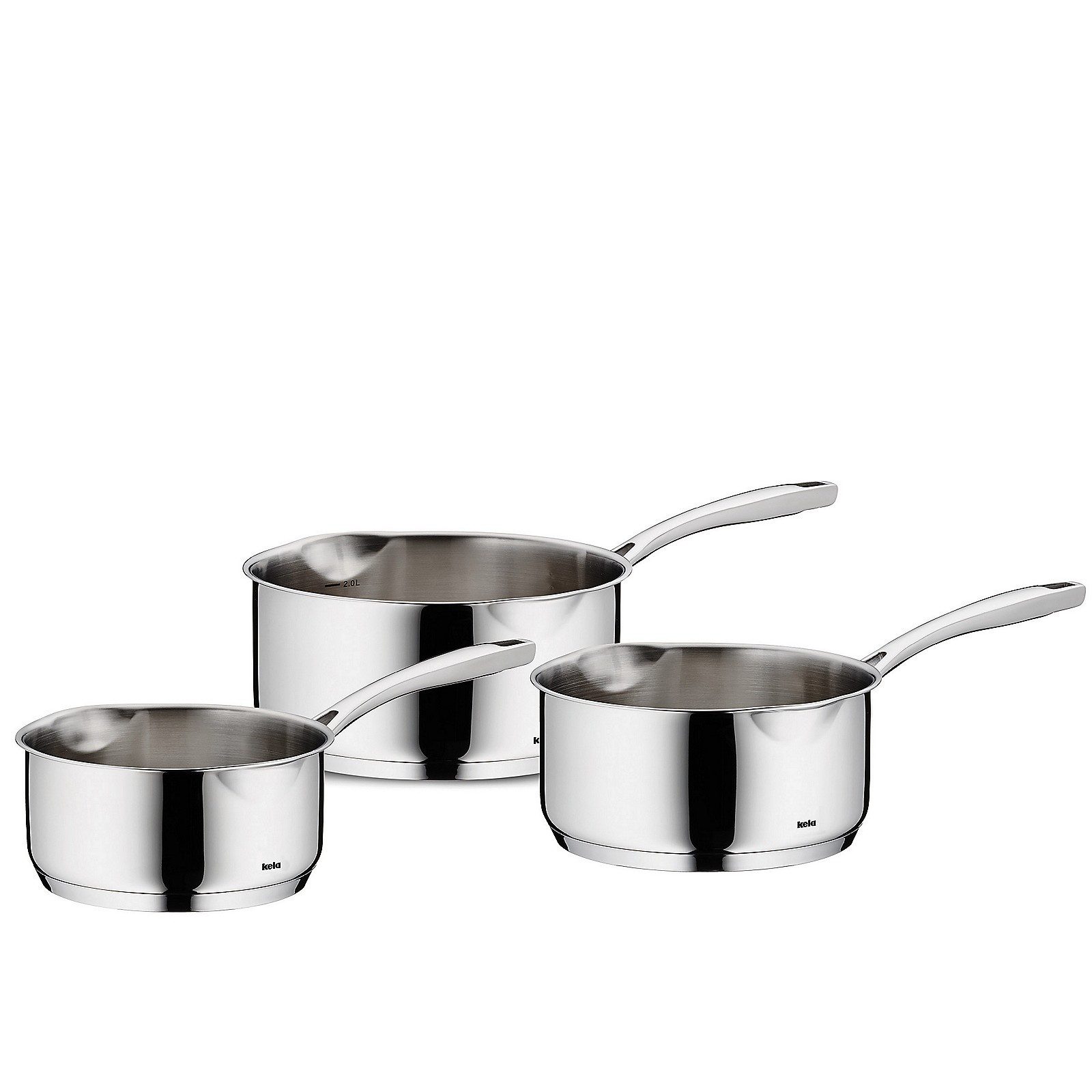 kela Kasserolle Flavoria, Edelstahl 18, 10, Allherdboden, Innenskala, 2 Ausgießer, bis 220°C nutzbar