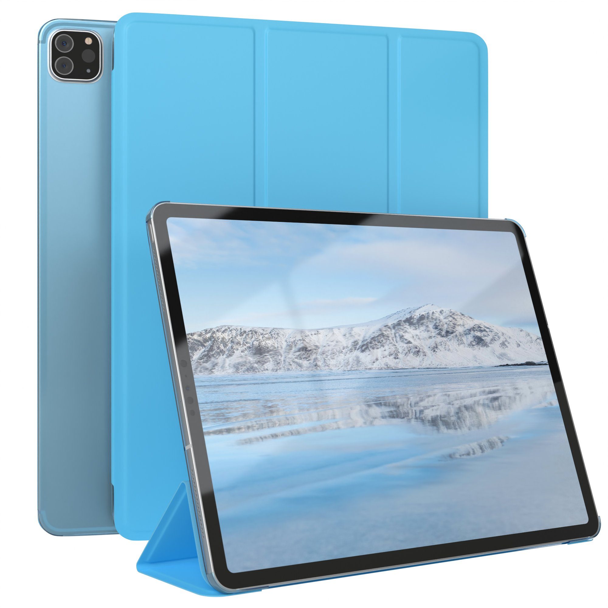 EAZY CASE Tablet-Hülle Smart Case für iPad Pro 12,9" 3./ 4./ 5./ 6. Gen. 12,9 Zoll, Klapphülle mit Standfunktion Tablet Hülle Book Case kratzfest Hellblau