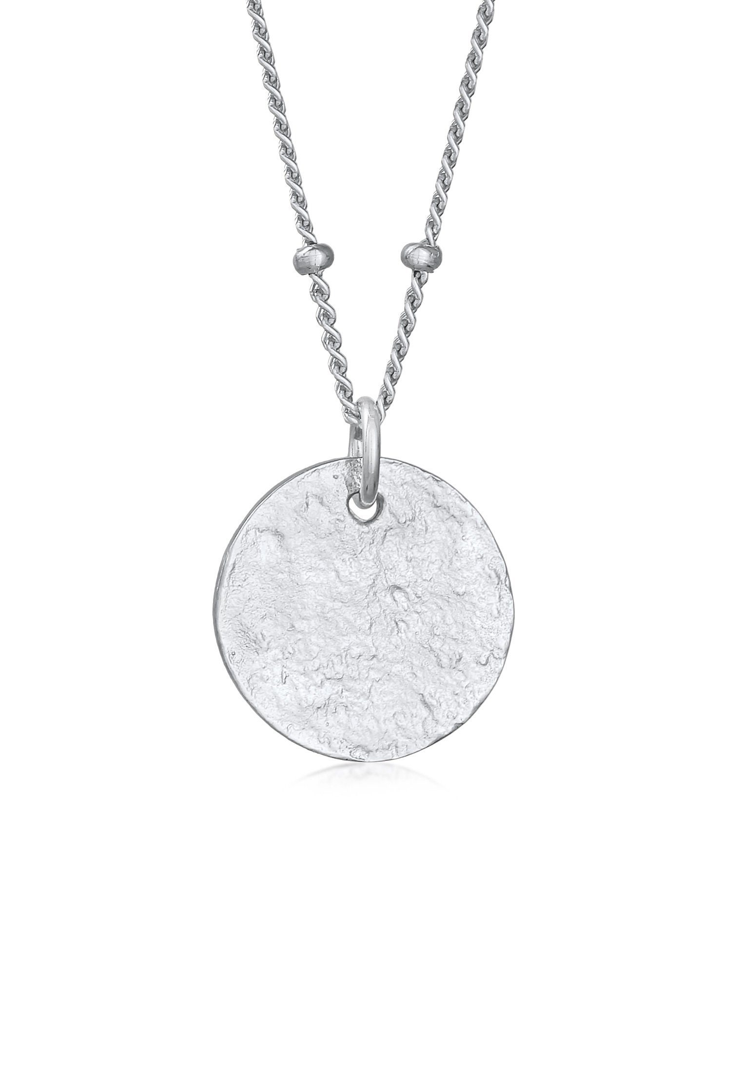 Elli Kette mit Anhänger Kugelkette Disc Plättchen 925 Silber, Kugel