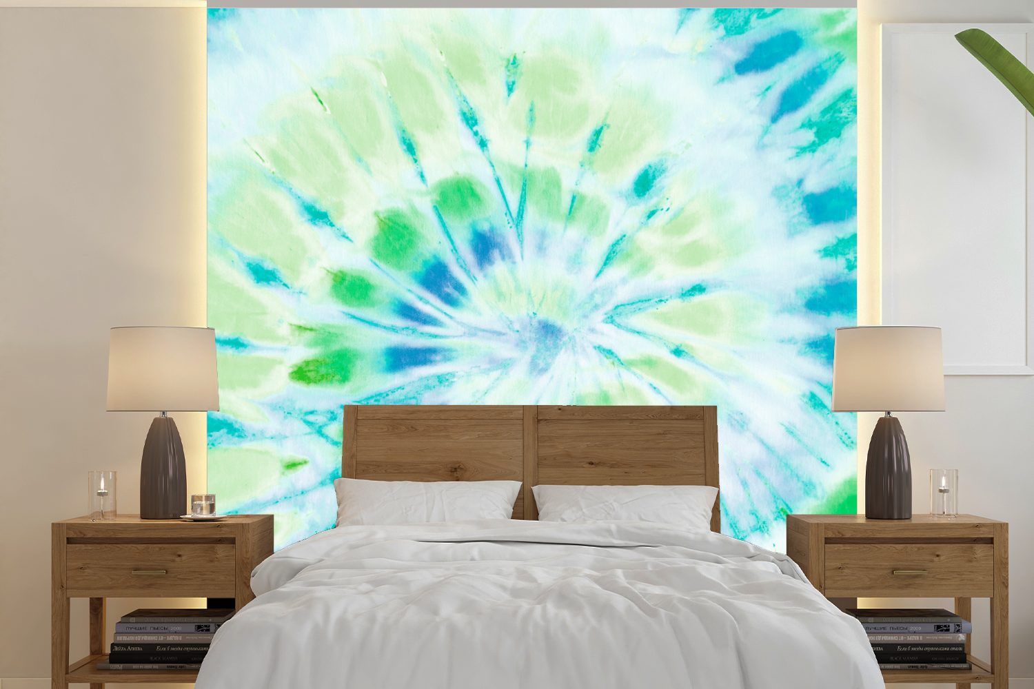 - Wohnzimmer für St), - Hippie Tapete bedruckt, MuchoWow Matt, Schlafzimmer, oder Blau, Wandtapete Fototapete Krawattenfärbung Vinyl (5