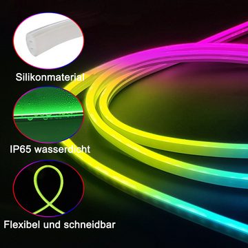 REDOM LED Stripe 5M RGB LED Strip Set LED Streifen Lichtband Bluetooth via App Dimmbar, Selbstklebend Lichterkette Fernbedienung Musik Sync Party Zimmer Küche