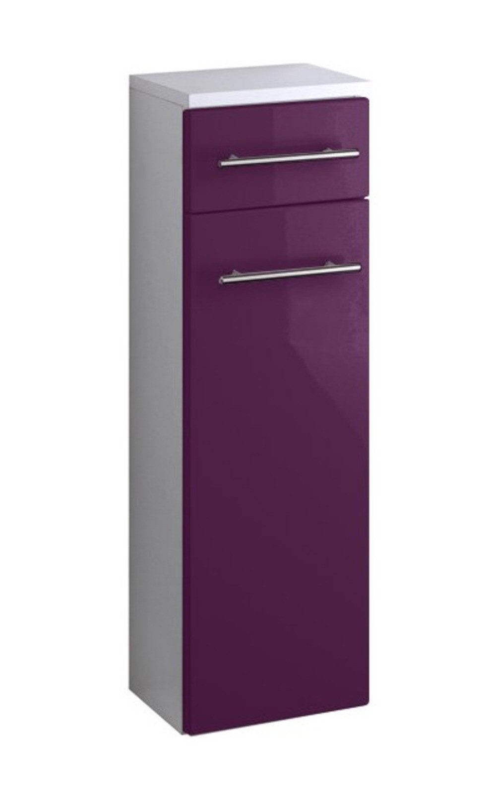 Basera® Unterschrank Ricarda 25 cm breit Korpus: weiß, Front: hochglanz dunkelviolett, Badezimmermöbel