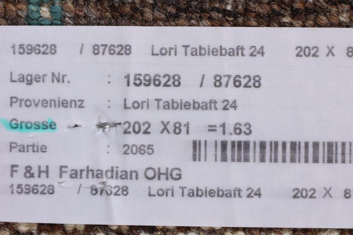Nowbaft Moderner, 12 Nain Orientteppich Loribaft Trading, 82x203 mm Handgeknüpfter rechteckig, Gabbeh Höhe: Perser