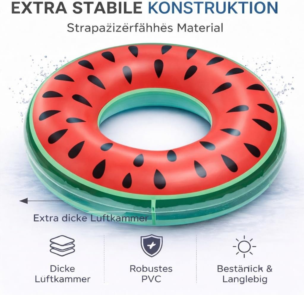 TK Gruppe Schwimmring Aufblasbarer Schwimmring aus PVC, Donut- und Flamingo-Varianten (Schwimmring), 120 cm – Bild 4 von 5