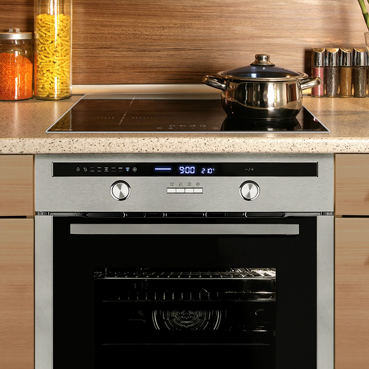 KKT KOLBE Backofen-Set Backofen und Induktionskochfeld SET8013IH859ED, mit 2-fach Teleskopauszug, Herdset / Heißluft / Kochmulde / Einbaubackofen / Induktion