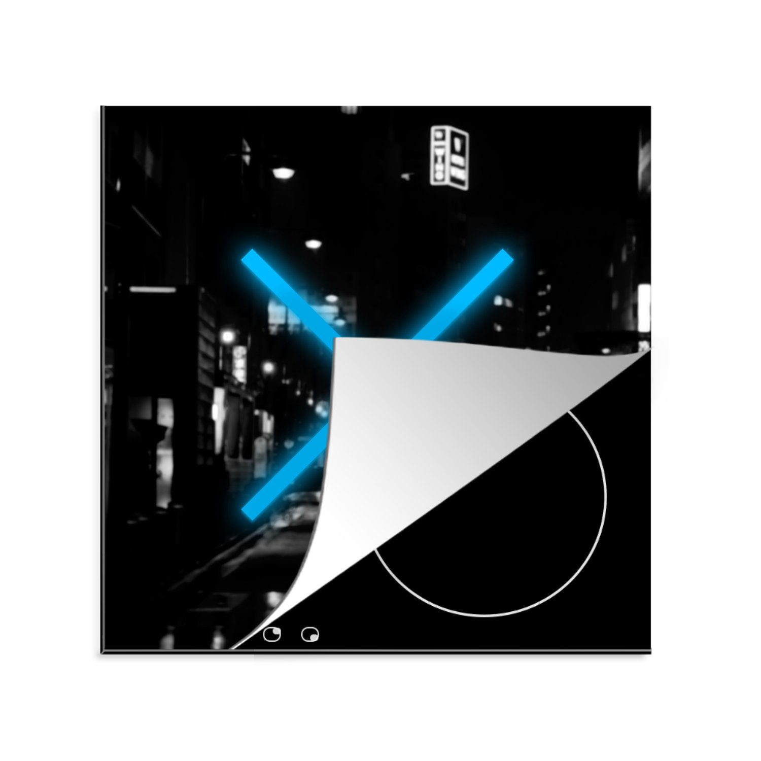 78x78 tlg), Arbeitsplatte für - Spiel cm, MuchoWow Controller küche Herdblende-/Abdeckplatte Blau, (1 - Ceranfeldabdeckung, Vinyl,