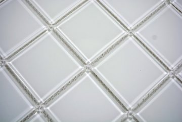 Mosani Mosaikfliesen Mosaikfliese Glasmosaik superweiss BAD WC Küche WAND Mosaikmatte