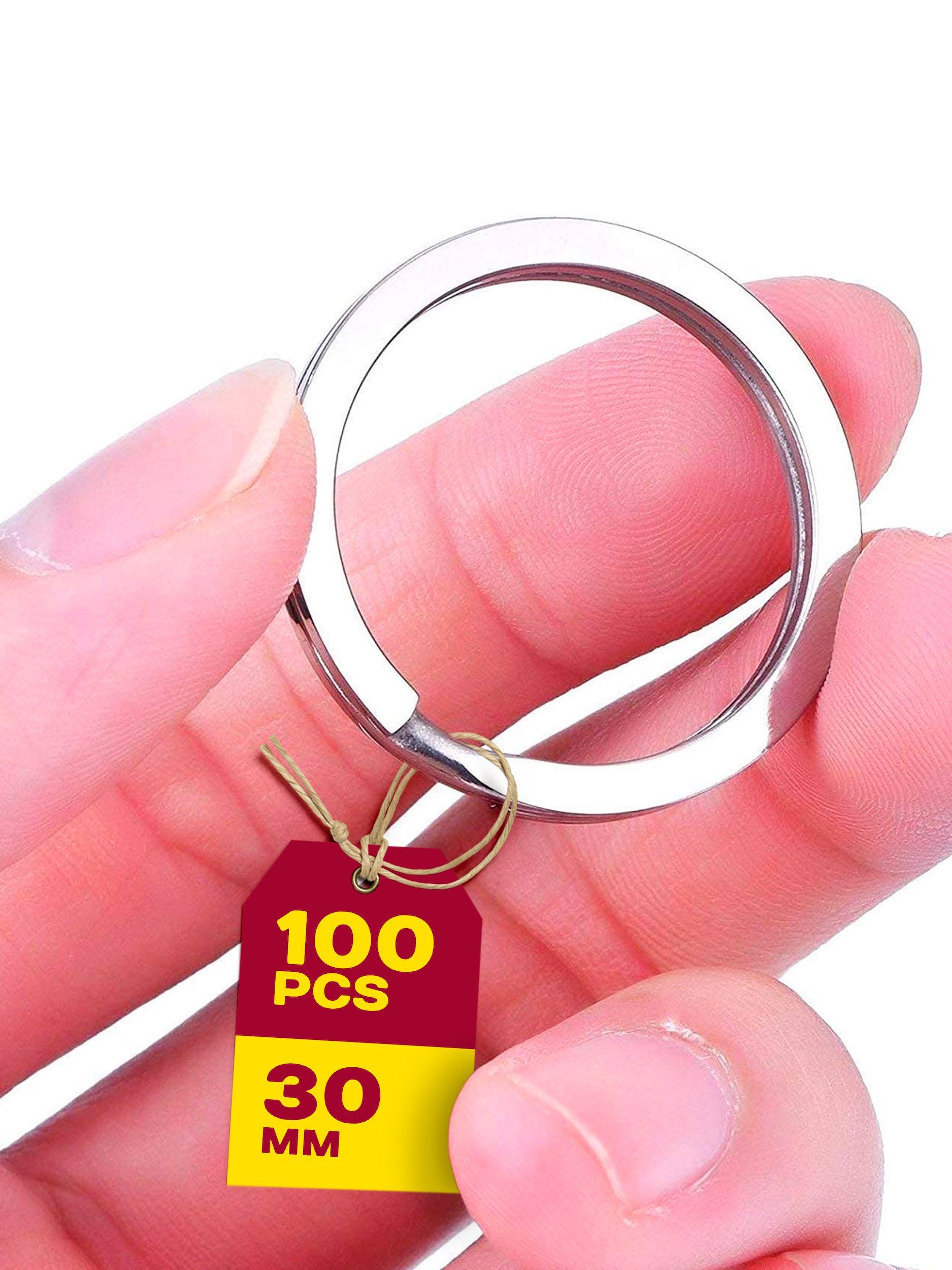 Praknu Schlüsselanhänger Set 100 Schlüsselringe Flach 30mm (Set, 100-tlg), Federstahl 30mm Gehärtet - Vernickelt Ringe für Schlüsselanhänger