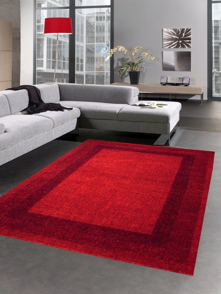 einfarbig mm uni Höhe: Teppich Wohnzimmerteppich 9 Carpetia, rot, rechteckig, Moderner Teppich Kurzflor