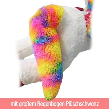 BEMIRO Tierkuscheltier Einhorn Kuscheltier XXL Regenbogen mit Flügeln - ca. 155 cm