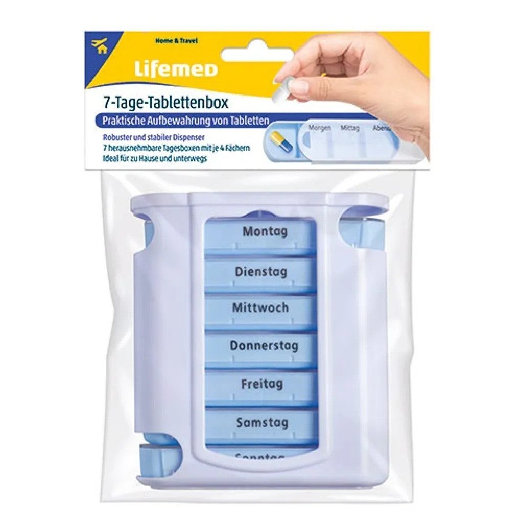 LifeMed Pillendose Lifemed 7 Tage Pillendose Tablettenbox - 7 Tage, 4 Fächer pro Tag (1 St)