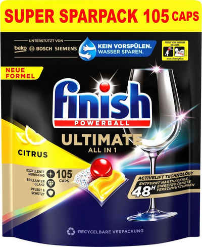 FINISH Powerball Ultimate ALL IN 1 - Citrus Spülmaschinentabs (105 Caps, [105-St. SUPER SPARPACK)