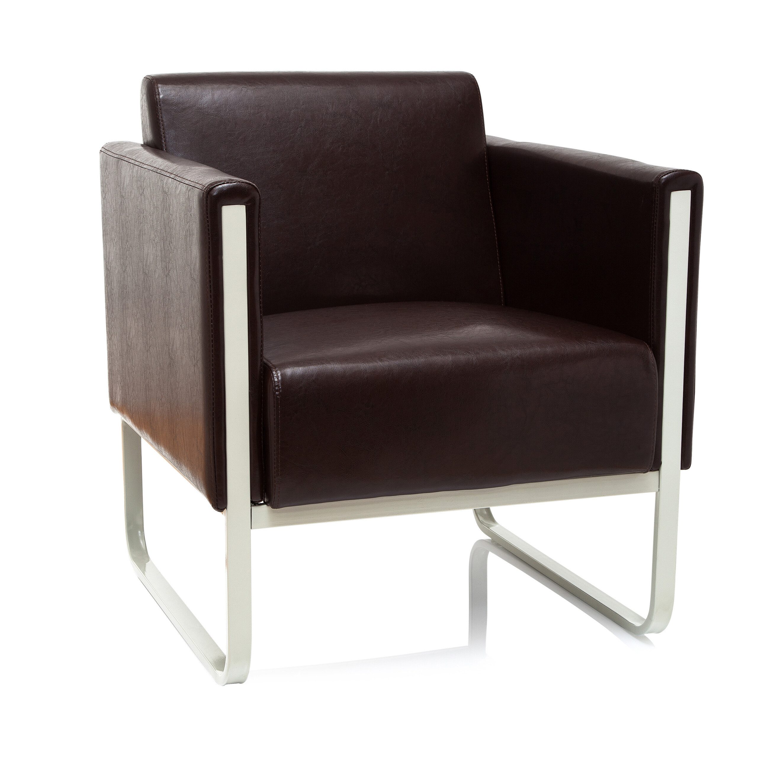 hjh OFFICE Loungesessel Polstersessel ARUBA Kunstleder mit Armlehnen, Sessel gepolstert mit Metallgestell