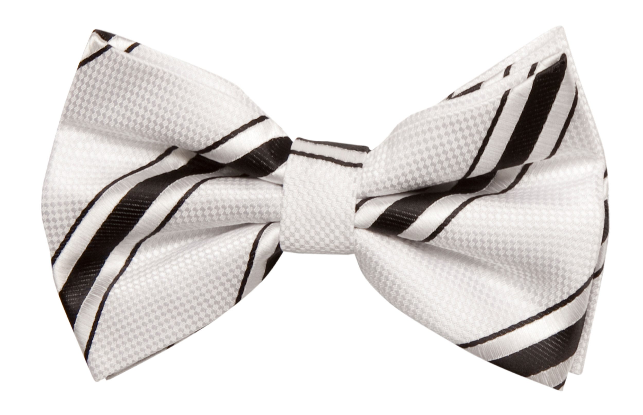 Fabio Farini Fliege Weiße Herren Fliegen - Männer Querbinder Vorgebunden Bowtie (1-St., Gestreift) Streifen - Weiß/Schwarz - French White/Blackguard