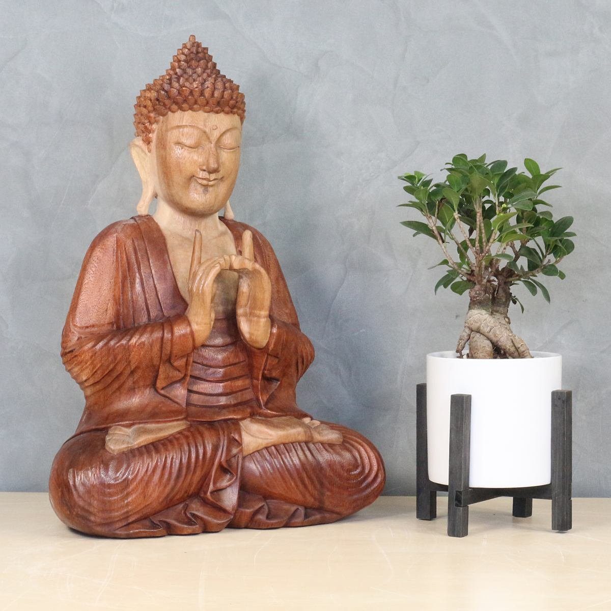 B3 Sitzender Massiv im Herstellung cm Handarbeit in Oriental Dekofigur traditionelle (1 Ursprungsland 50 Buddha Holzfigur Galerie St),