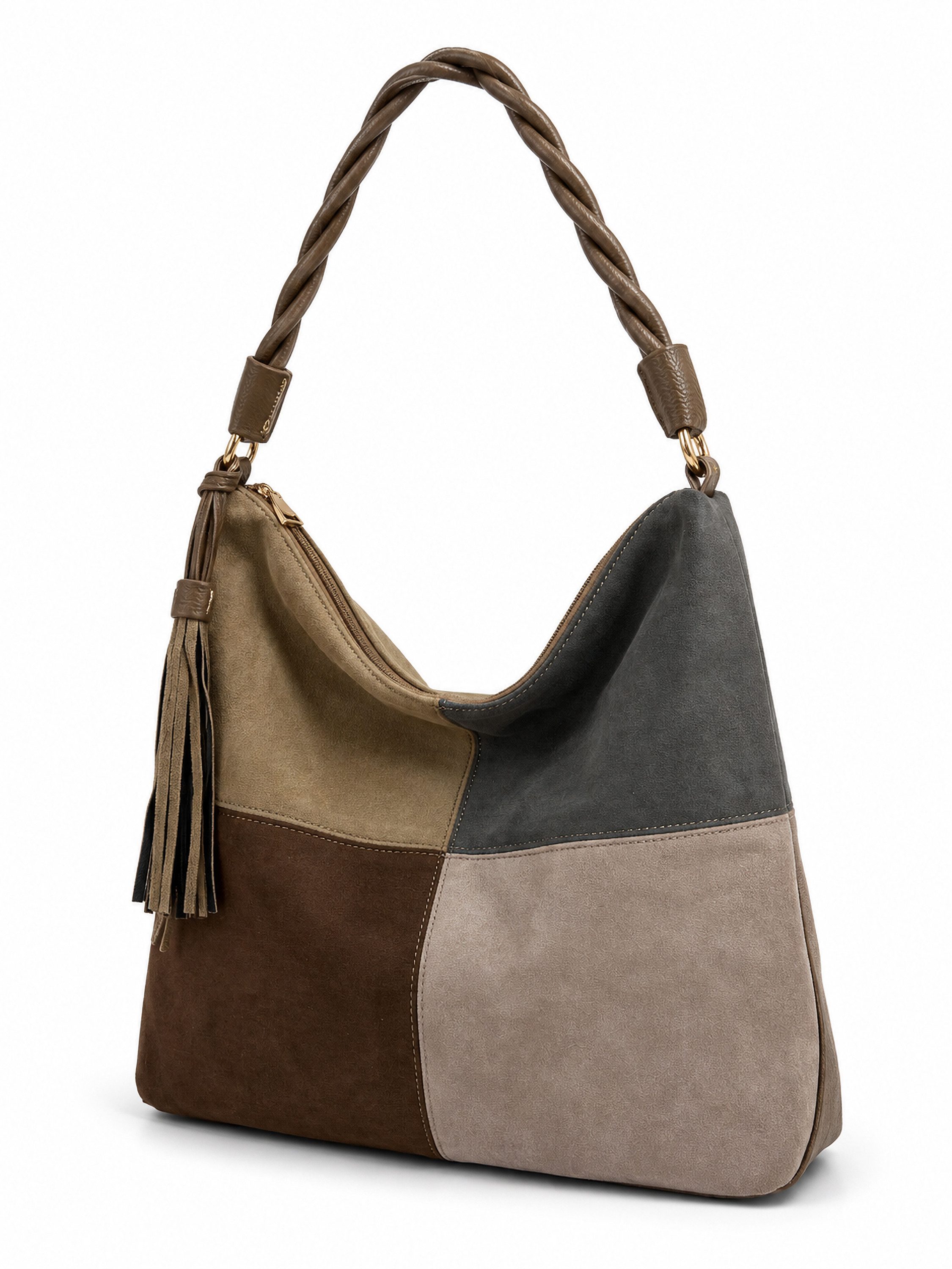 COLLEZIONE ALESSANDRO Schultertasche Patchwork, Patchwork-Optik aus softem Velourimitat