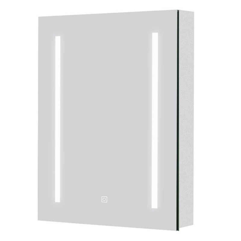 duschspa Badezimmerspiegelschrank 45-80 cm LED Spiegelschrank Touch Schalter, Beschlagfrei, Kaltweiß Rasiersteckdose, Aluminium