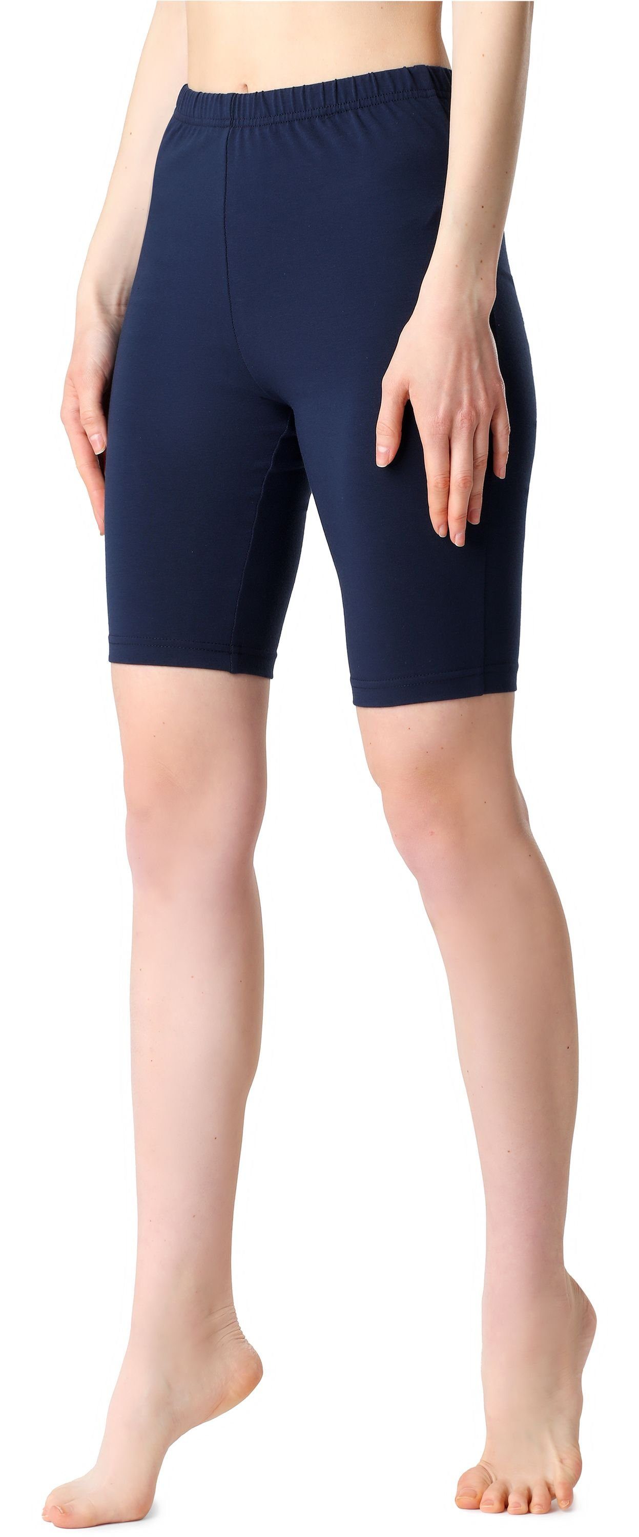 Baumwolle BLV50-200 (1-tlg) Damen Bund Bellivalini Marineblau Leggings Kurze elastischer Leggings aus
