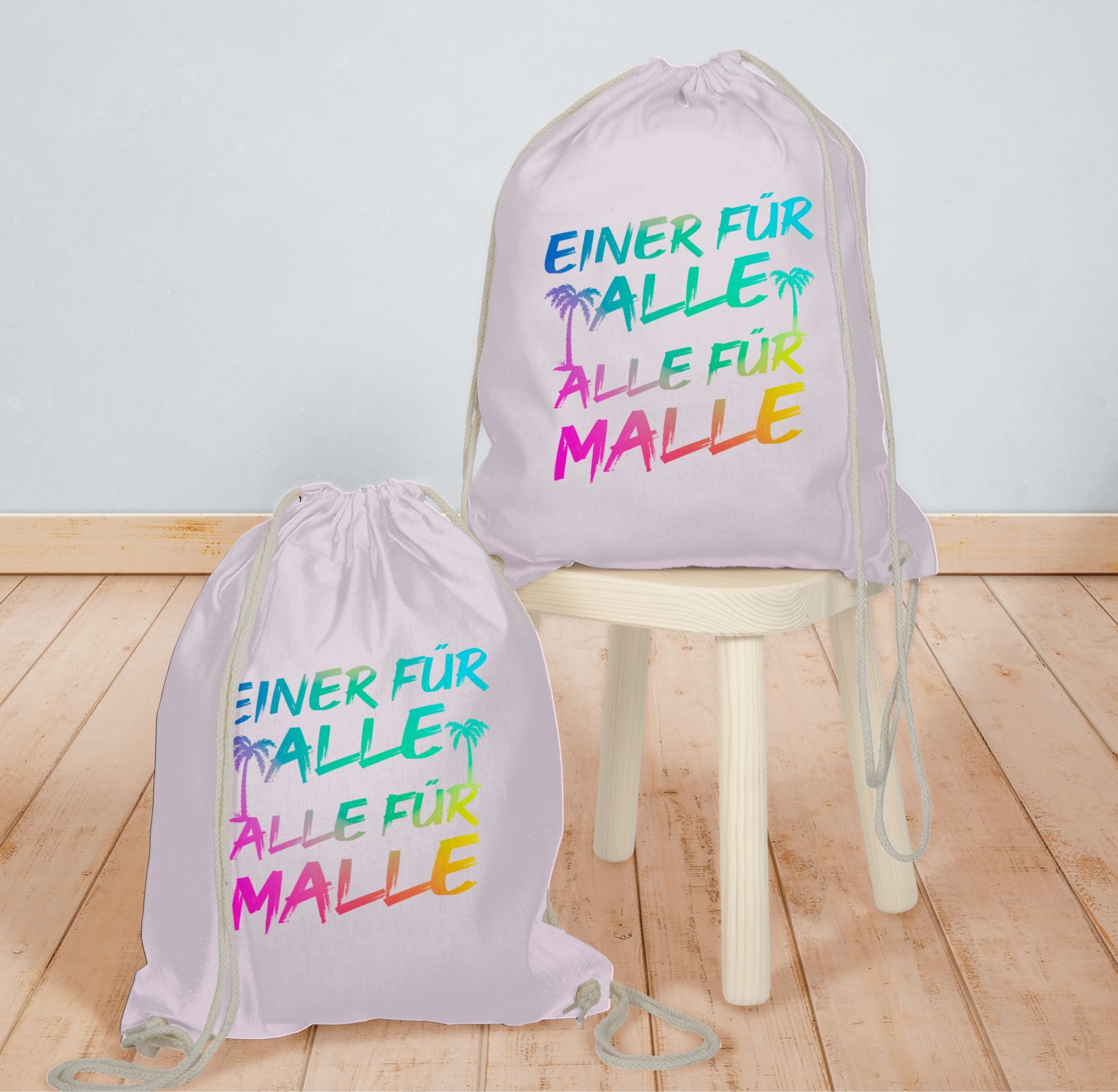 Shirtracer Turnbeutel Einer für alle Alle für Malle I Mallorca Party I Malle für alle, Sommerurlaub Tasche