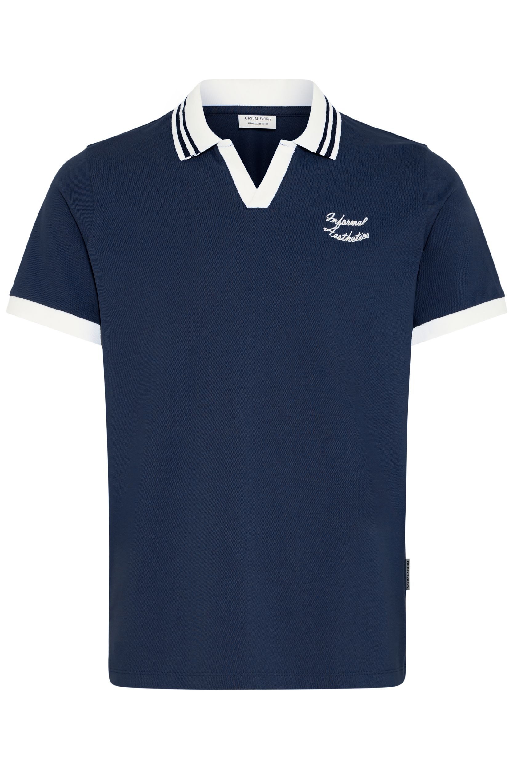 Casual Friday Poloshirt Modisches Oberteil V-Ausschnitt Stickerei Polokragen (1-tlg) CFENGEN 0257 POLO PIQUE