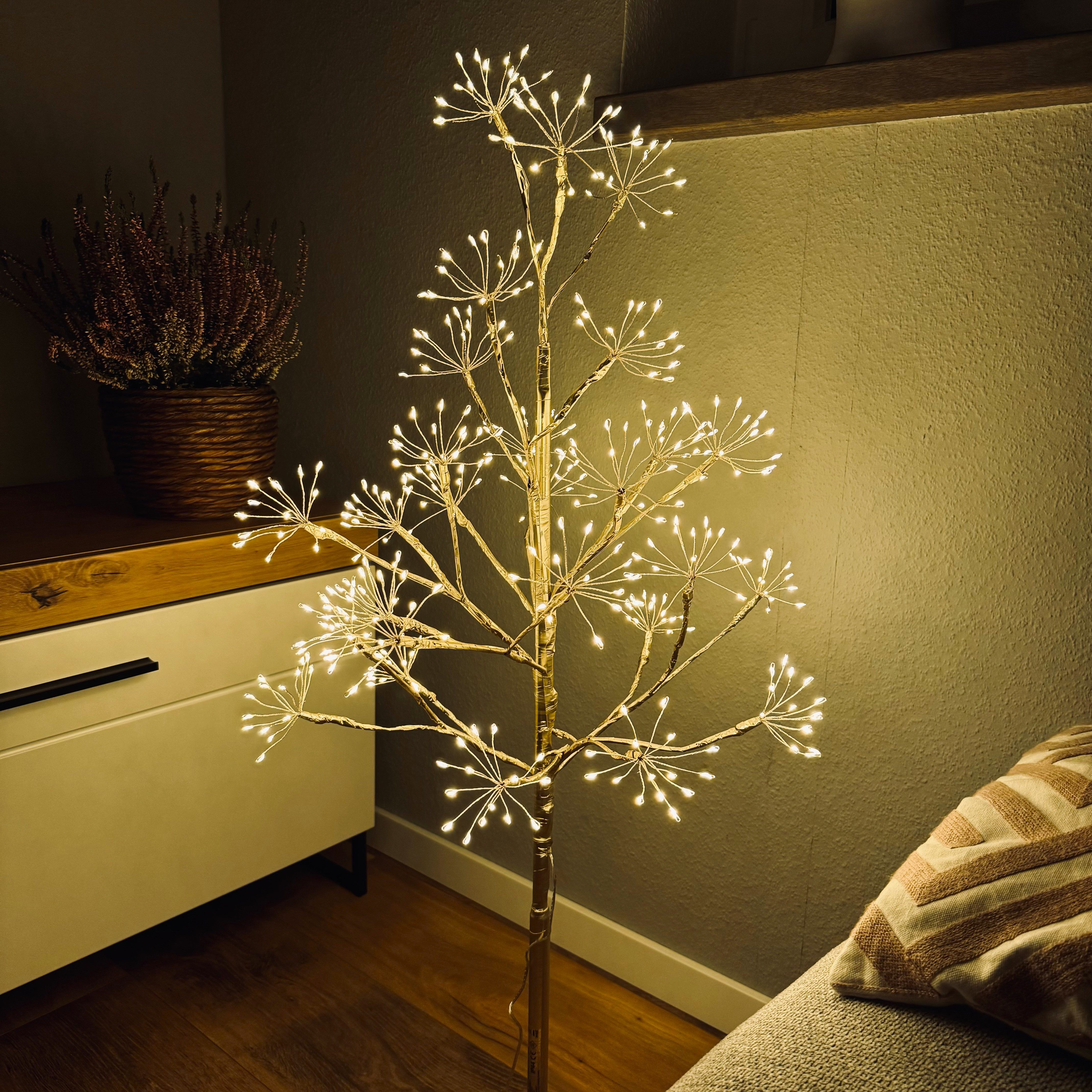 Online-Fuchs LED Baum - Lichterbaum, Stimmungslicht mit Netzteil für INNEN & AUSSEN geeignet, 405 warmweiße LED´s, Dauerleuchten oder Funkeleffekt, Outdoor geeignet - Deko für Herbst, Winter und Weihnachten