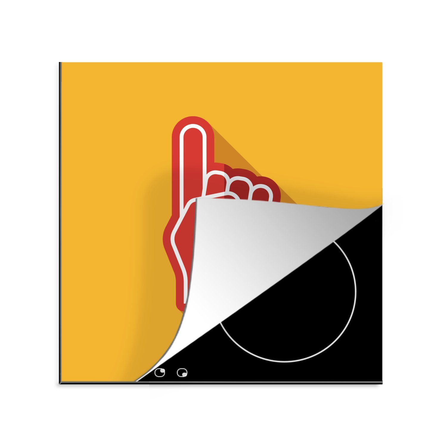 MuchoWow Herdblende-/Abdeckplatte Illustration einer Hand mit der Zahl 1 darauf, Vinyl, (1 tlg), 78x78 cm, Ceranfeldabdeckung, Arbeitsplatte für küche
